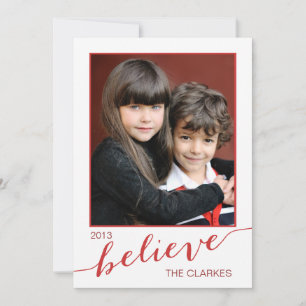 Pour Fêtes Annuelles Croyez les Cartes photos de vacances   Rouge et bl