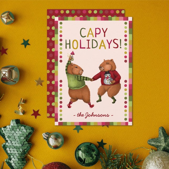 Pour Fêtes Annuelles Cute Capybara Pun Capy Vacances Cartes de Noël (Créateur téléchargé)