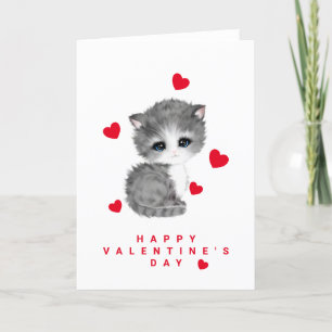 Pour Fêtes Annuelles Cute Kitten Chat Coeur Saint Valentin Cartes