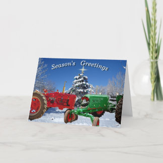 Pour Fêtes Annuelles Deux Tracteurs dans les Cartes de voeux de Noël