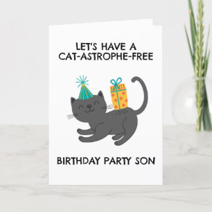Pour Fêtes Annuelles drôle de chat fils cartes d'anniversaire