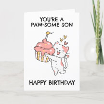 drôle de chat fils cartes d'anniversaire