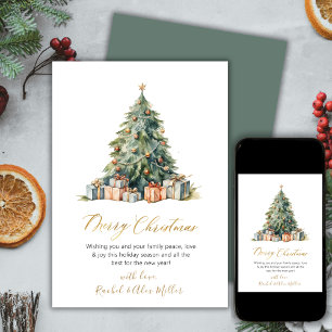 Pour Fêtes Annuelles Élégant Arbre de script non photo Cartes de Noël