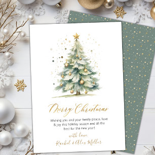 Pour Fêtes Annuelles Élégant Arbre de script non photo Cartes de Noël