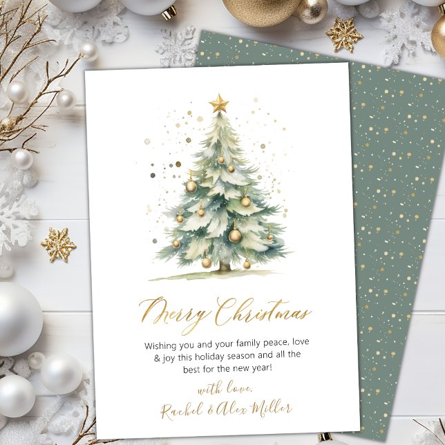 Pour Fêtes Annuelles Élégant Arbre de script non photo Cartes de Noël (Créateur téléchargé)
