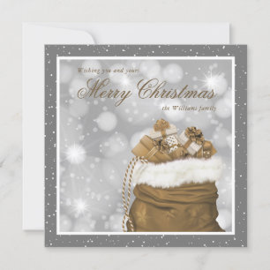 Pour Fêtes Annuelles Elégant Gris Or Joyeux Cartes de fin de année de N