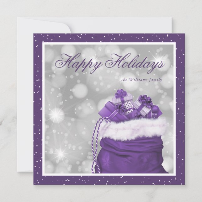 Pour Fêtes Annuelles Élégant Personnalisé Purple neige Cartes de fin de (Devant)