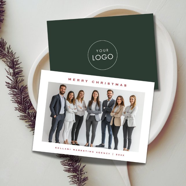 Pour Fêtes Annuelles Entreprise Photo Cartes de Noël Avec logo (Créateur téléchargé)