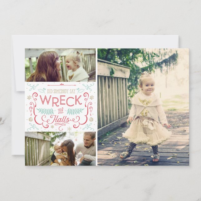 Pour Fêtes Annuelles Épave les Halls - Cartes de Noël de famille amusan (Devant)