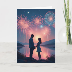 Pour Fêtes Annuelles Feux d'artifice d'amour personnalisés 3 cartes