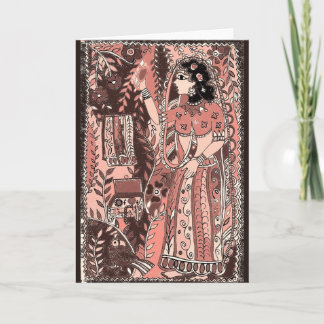 Pour Fêtes Annuelles Fille en Rose Festive Cartes de voeux