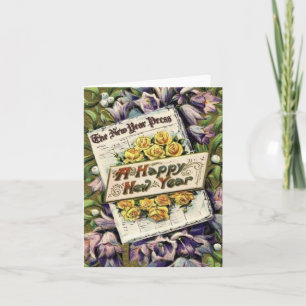 Pour Fêtes Annuelles Fleurs de l'époque victorienne Bonne année Cartes 