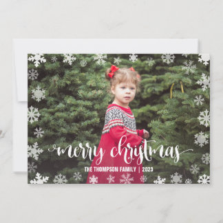 Pour Fêtes Annuelles Flocon de neige Joyeux Noël Photo Cartes de Noël