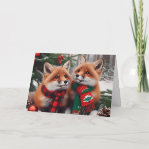 Pour Fêtes Annuelles Foxes bois Noël Cartes de voeux