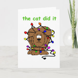 Pour Fêtes Annuelles Funky Noël Chien Chat Animaux de Noël Cartes de No