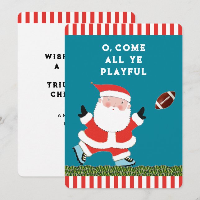 Pour Fêtes Annuelles Funny Football Cartes de fin de année de Noël (Devant / Derrière)