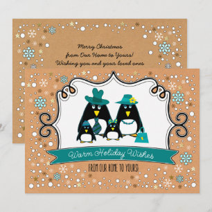 Pour Fêtes Annuelles Funny Penguin Famille de Noël Appartement Cartes d
