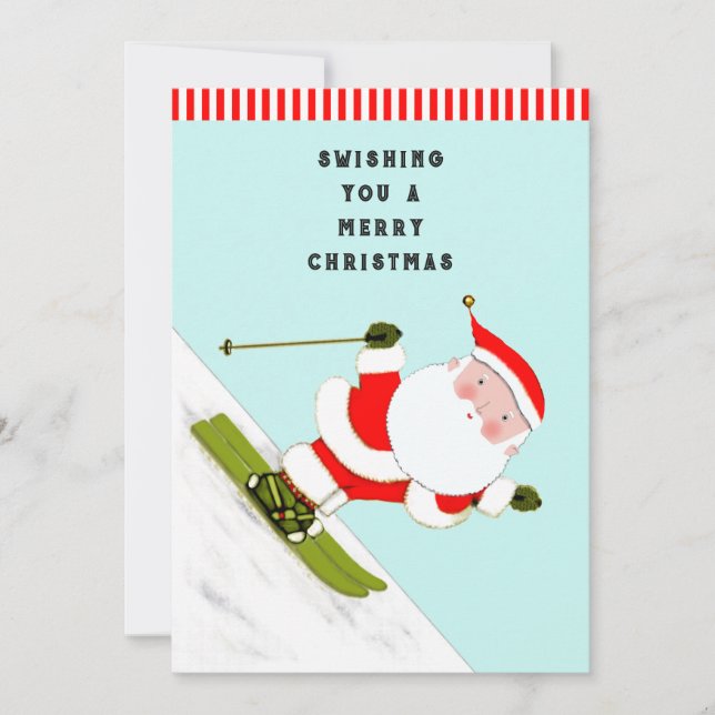 Pour Fêtes Annuelles Funny Ski Cartes de fin de année de Noël (Devant)