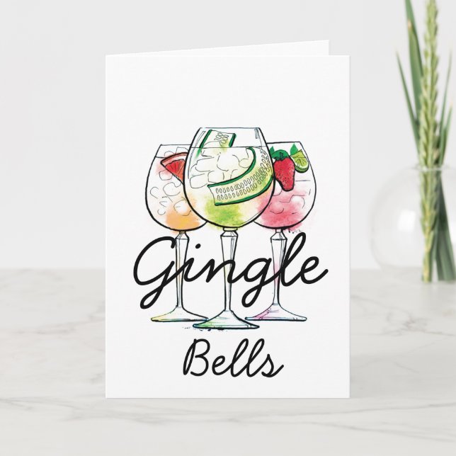 Pour Fêtes Annuelles Gingle Bells | Cartes de Noël Gin & Tonic (Devant)