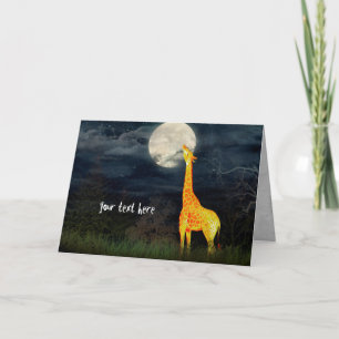 Pour Fêtes Annuelles Giraffe et Lune   Cartes de voeux