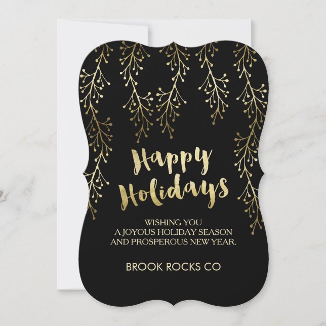 Pour Fêtes Annuelles Gold Foil Image Happy Holidays Compagnie Cartes (Devant)