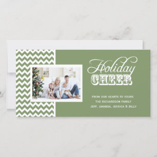 Pour Fêtes Annuelles Green Chevron Holiday Chevron Chevron Cartes photo