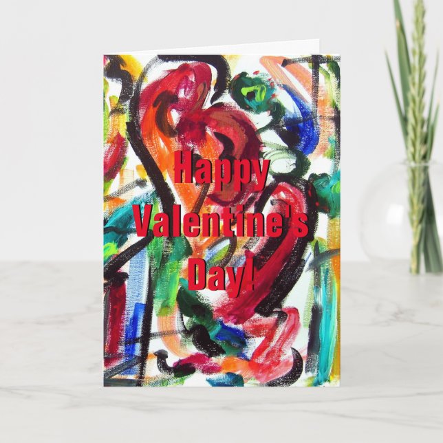 Pour Fêtes Annuelles Heureuse Sainte-Valentin Moderne Coeurs Cartes de  (Devant)