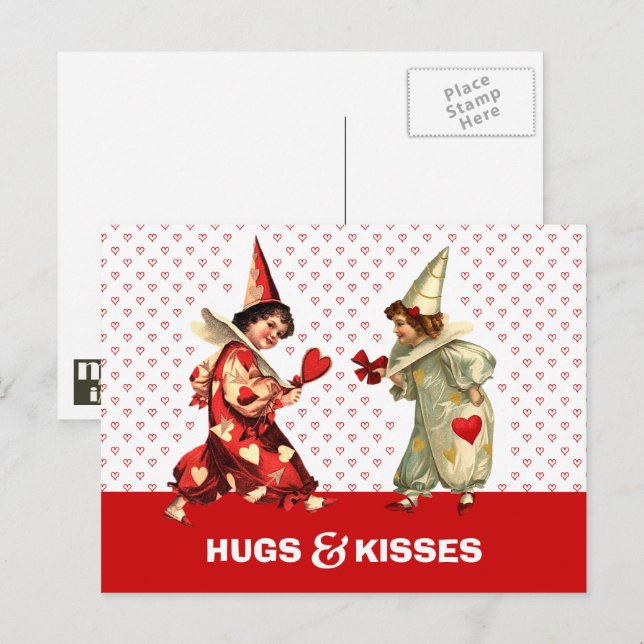 Pour Fêtes Annuelles Hugs & Kisses Funny Kids Valentine's Day Cartes po (Devant / Derrière)
