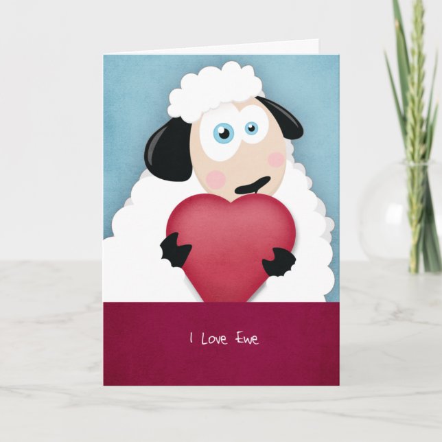 Pour Fêtes Annuelles I Lote Ewe mignonne Valentine Sheep Cartes (Devant)