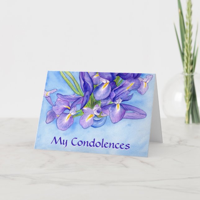 Pour Fêtes Annuelles Iris Fleurs Condoléances Cartes de voeux personnal (Devant)