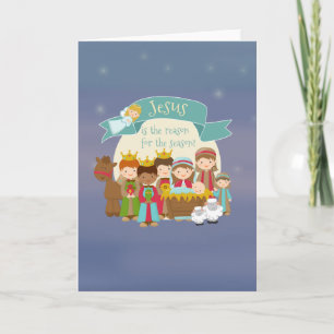 Pour Fêtes Annuelles "Jésus est la raison" Nativité Cartes de Noël
