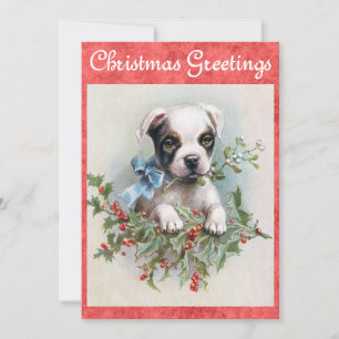 Pour Fêtes Annuelles Jolies cartes de vœux de Noël avec un chien vintag