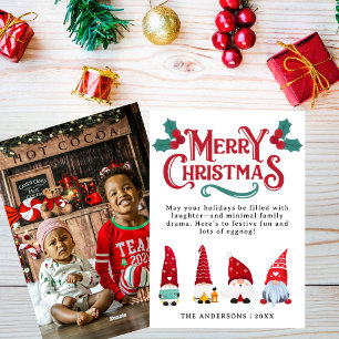 Pour Fêtes Annuelles Jolis nains de Noël Cartes de vœux personnalisées 