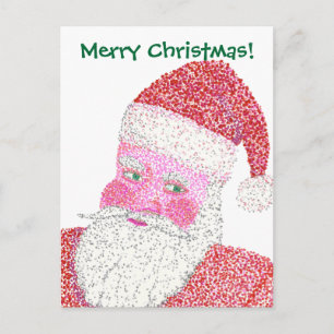 Pour Fêtes Annuelles Jolly Père Noël Pointillisme Joyeuses cartes posta