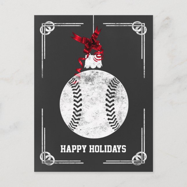 Pour Fêtes Annuelles joueur de baseball de tableau noir Cartes de Noël (Devant)