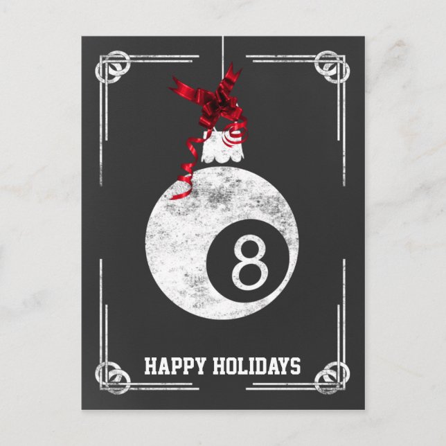 Pour Fêtes Annuelles joueur de billard de tableau noir Cartes de Noël (Devant)