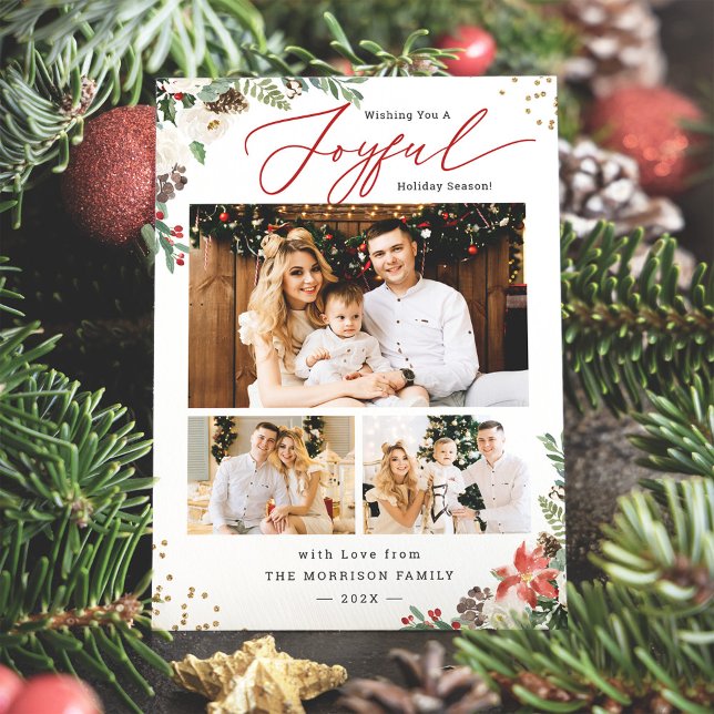 Pour Fêtes Annuelles Joyeuse saison de vacances hiver Floral 3 Cartes p (Créateur téléchargé)