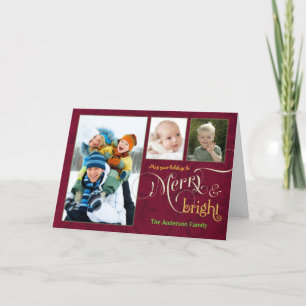 Pour Fêtes Annuelles Joyeux et brillant Cartes de fin de année de 3 Pho
