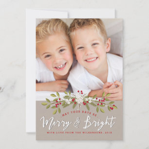 Pour Fêtes Annuelles Joyeux Joyeux et lumineux deux Cartes photos