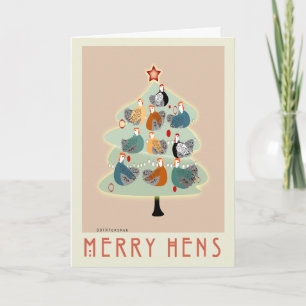 Pour Fêtes Annuelles Joyeux Joyeux poules de Noël cartes d'arbre de Noë
