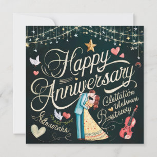 Pour Fêtes Annuelles Joyeux Mariage Anniversaire Cartes Élégant