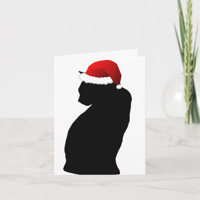 Pour Fêtes Annuelles Joyeux Noël Black Cat Père Noël Cartes (Devant)