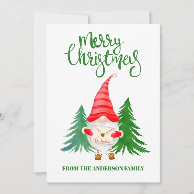 Pour Fêtes Annuelles Joyeux Noël Gnome Salutation Cartes de vacances (Devant)