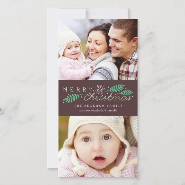 Pour Fêtes Annuelles Joyeux Noël Vacances Deux Cartes photos (Devant)