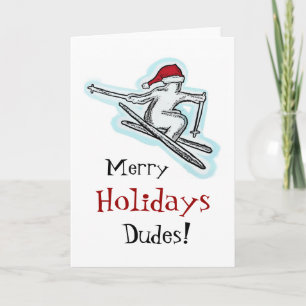Pour Fêtes Annuelles Joyeux vacances Dudes amusants ski cartes de Noël