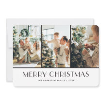 Khaki Buffalo Plaid Photo Collage Cartes de Noël