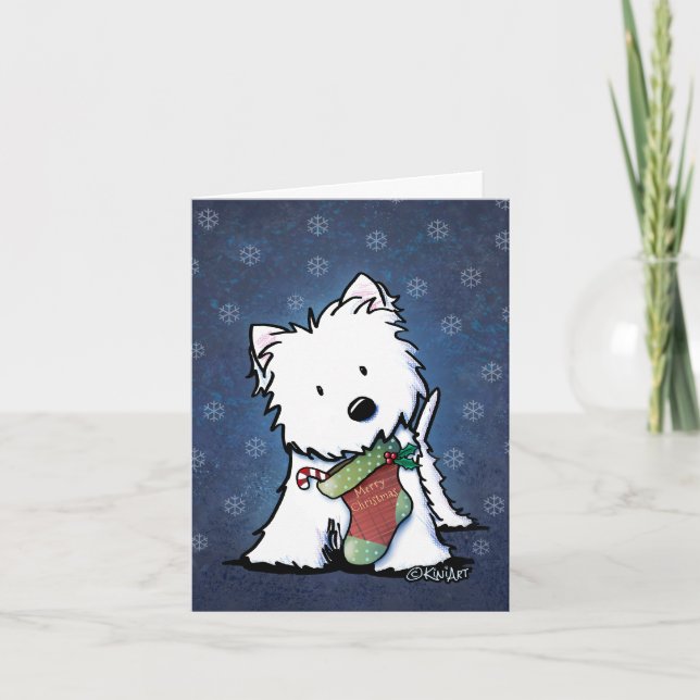 Pour Fêtes Annuelles KiniArt Westie Festive Cartes de Noël (Devant)