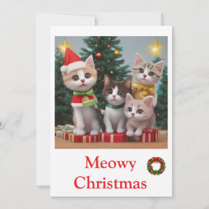 Pour Fêtes Annuelles Kittens Joyeuses Cartes de Noël
