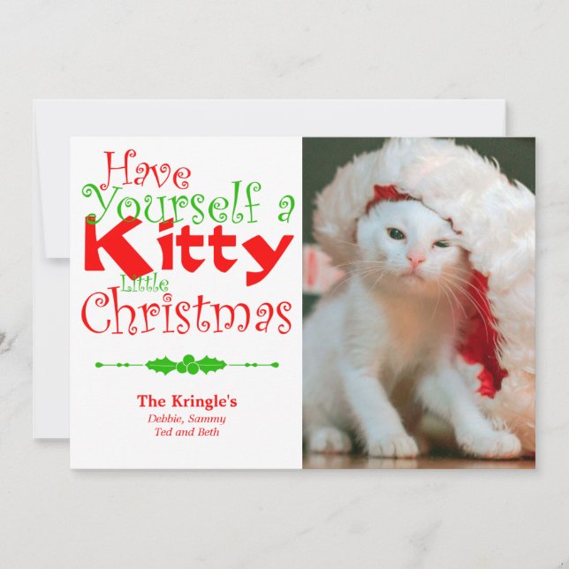 Pour Fêtes Annuelles Kitty Christmas Vacances Animaux Cartes photos (Devant)