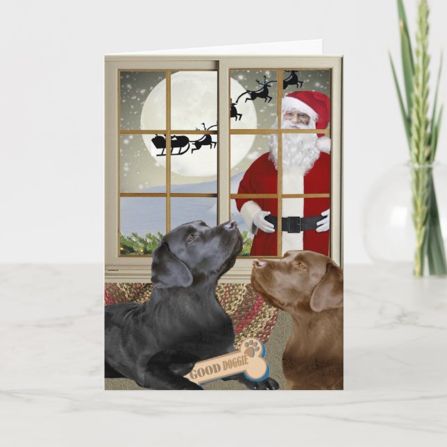 Pour Fêtes Annuelles Labrador Retriever Naughty Ou Nice Cartes De Noël (Devant)